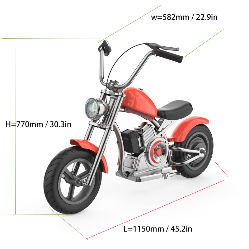 Youmota Electric Bike, 10mph & 150lb Max, 24V Ride On Toy For Kids With LED Lights, Motorcycle Sound, Drum Brake, Handbrake, Twist-Grip Throttle, 12inch Air-filled Tires-Black