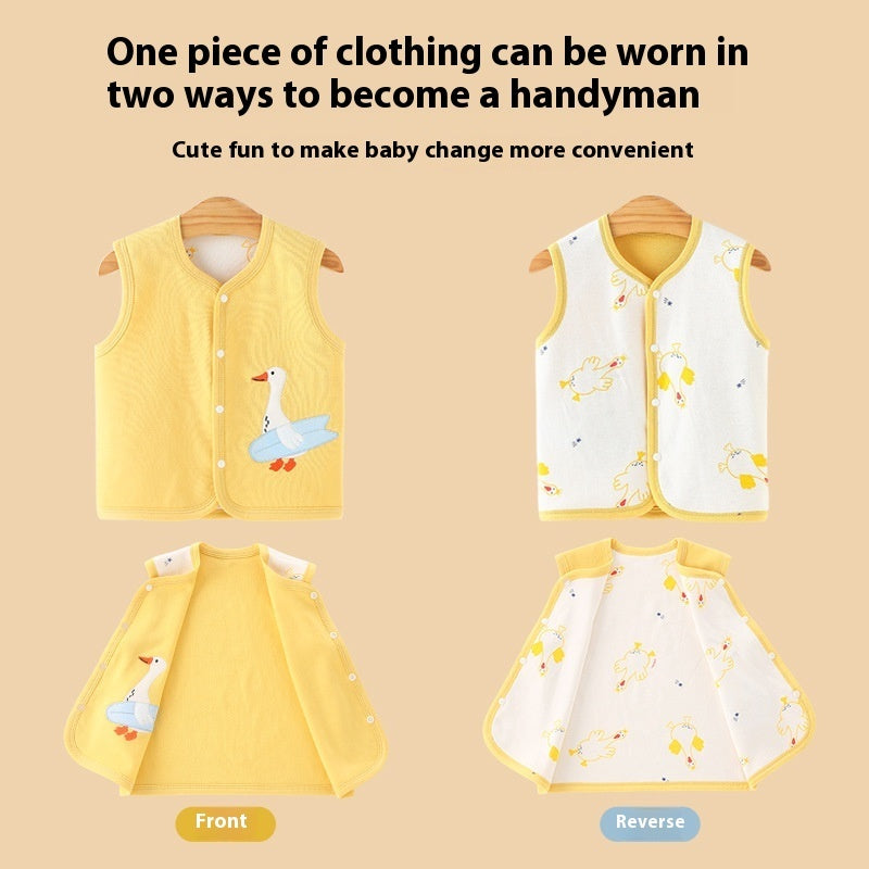 Pure Cotton Baby Reversible Vest for Spring, Summer, and Autumn - Newborn Wear