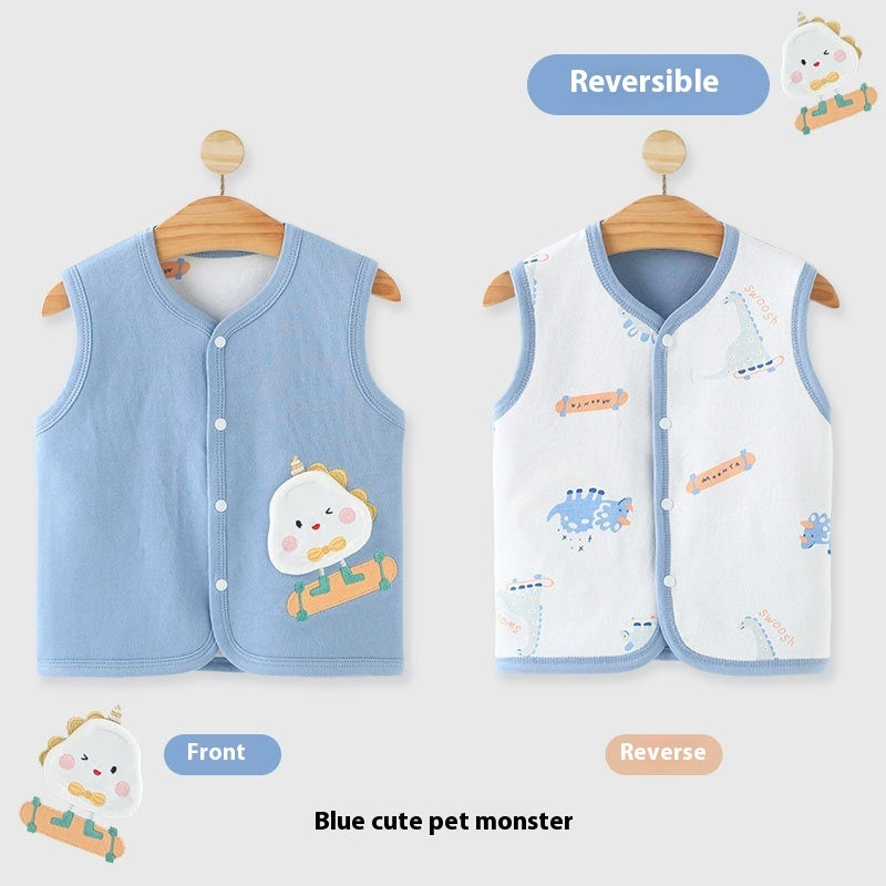 Pure Cotton Baby Reversible Vest for Spring, Summer, and Autumn - Newborn Wear