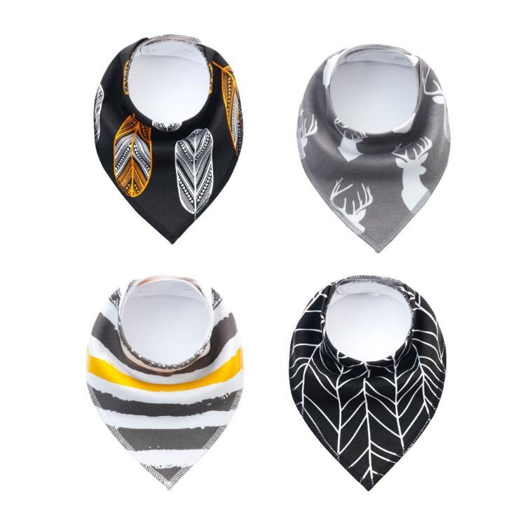 4pcs Printed Baby Bibs and Burp Cloth Set: Adorable and Absorbent Essentials