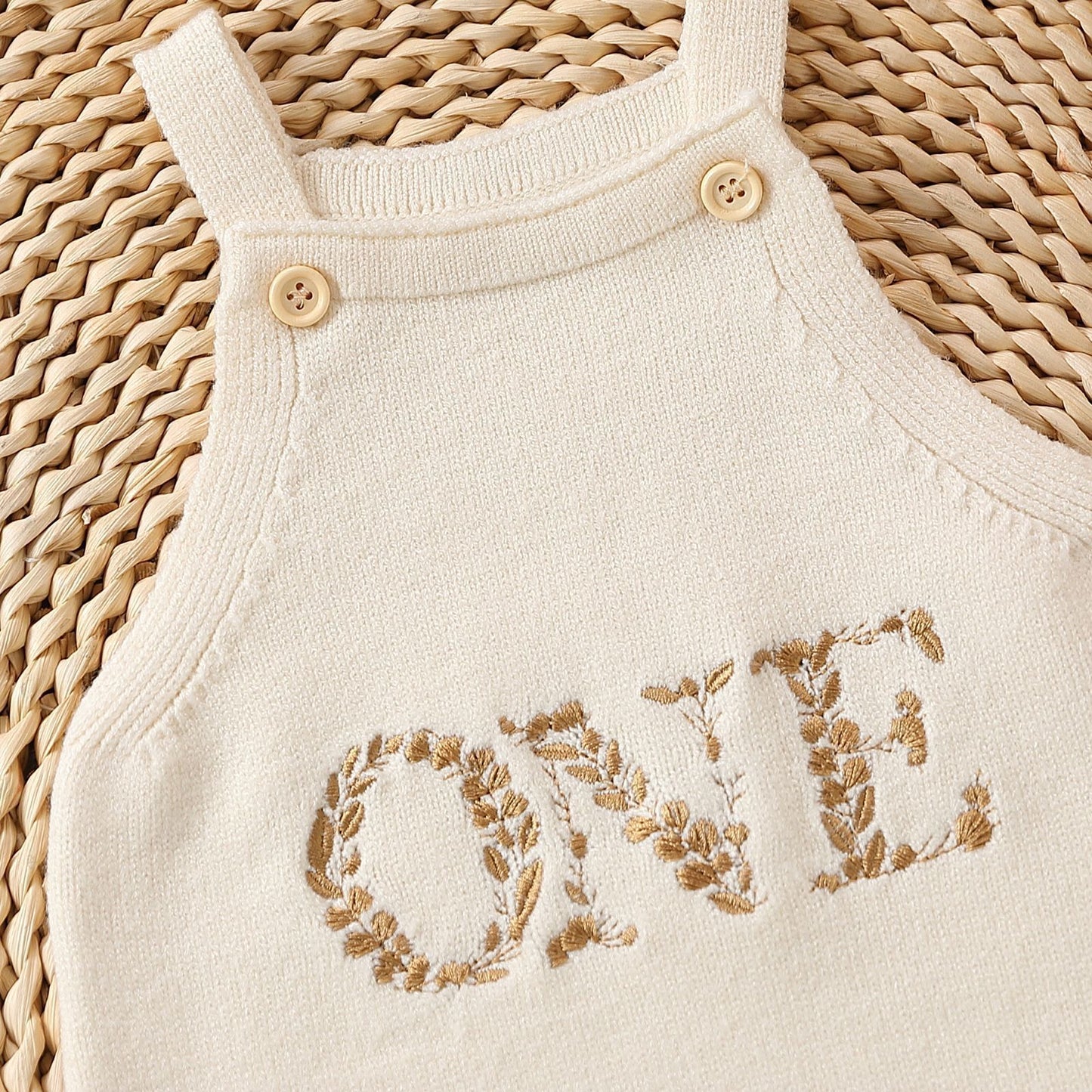 Embroidered Letter Suspender Sleeveless Jumpsuit for Babies