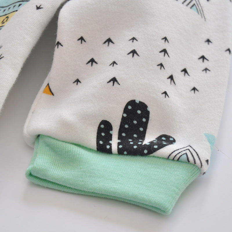 Spring Baby Printed Cotton Long-Sleeved Jumpsuit: Comfortable & Stylish!