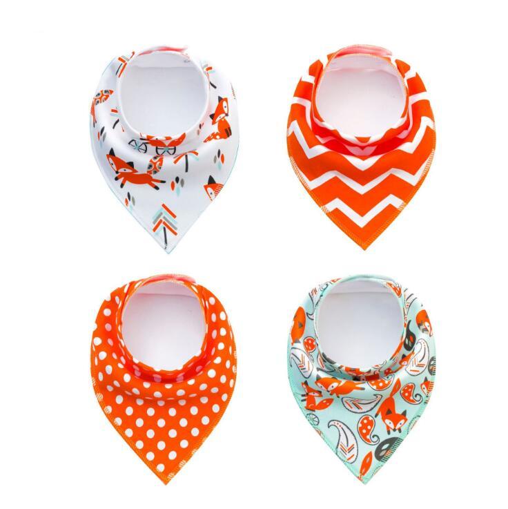 4pcs Printed Baby Bibs and Burp Cloth Set: Adorable and Absorbent Essentials