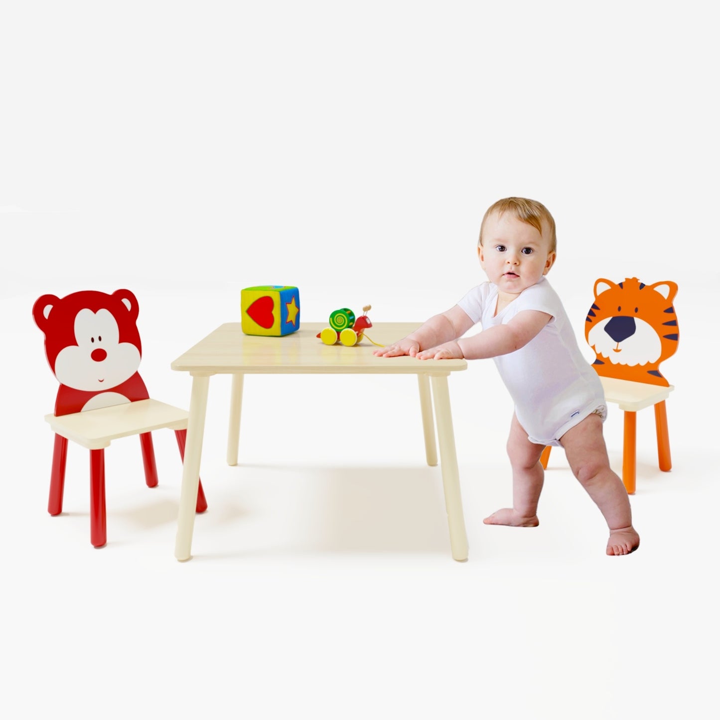 3-Piece Kids Wooden Table & Chair Set – Toddler Activity Play Furniture