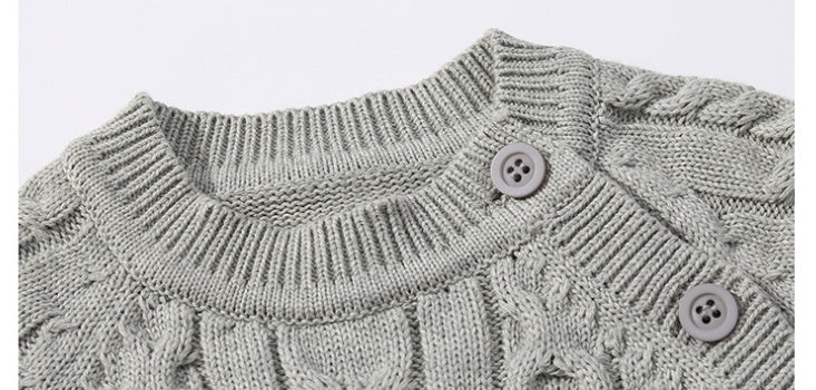 Autumn & Winter Knitted Long Sleeve Romper with Matching Knitted Hat for Babies
