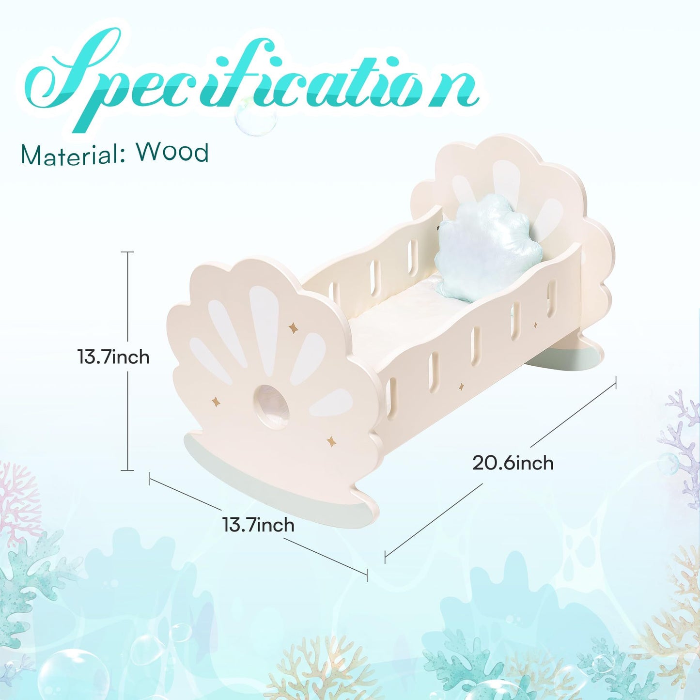 Baby Doll Crib, Baby Doll Bed, Doll Rocking Cradle Baby Doll Accessories Furniture With Bedding For 18 Inch Dolls
