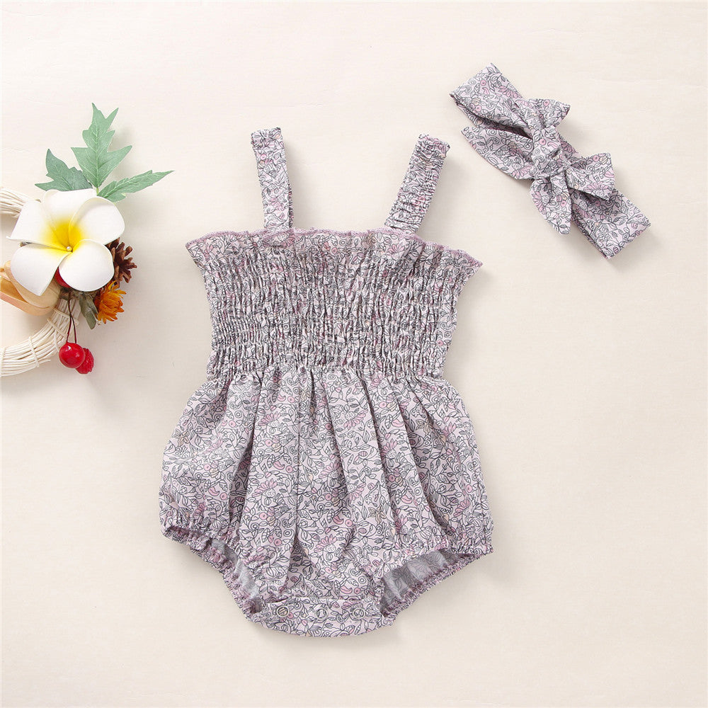 Adorable Infant Baby Girls' 2-Piece Summer Outfits: Sleeveless Frill Smock Set