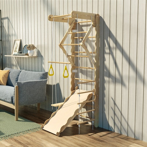 Toddler Indoor Climbing Toy – Foldable Pikler Triangle Set with Climbing Ladder & Gym Ramp