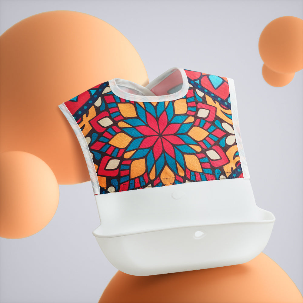 Stay Clean & Dry: Baby Waterproof Bib with Silicone Saliva Pocket & Rice Catcher