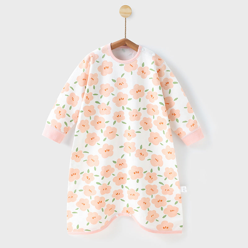 Cozy and Cute: Children's Printed Cotton Long-Sleeved Jumpsuit for Stylish Autumn Home Wear!