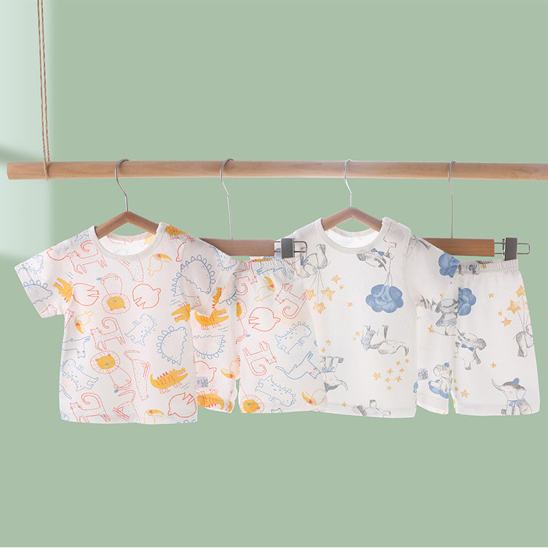 Comfortable Baby Cute Printed Home Wear Pajamas: Pure Cotton Thin Fabric