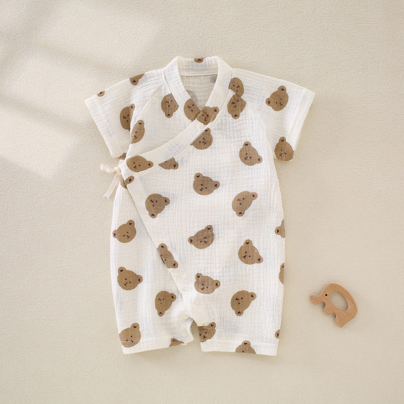 Charming Baby Printed Kimono Style Jumpsuit in Pure Cotton