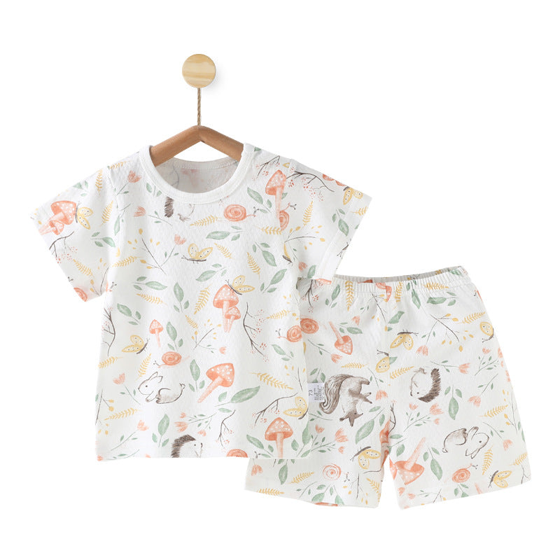 Comfortable Baby Cute Printed Home Wear Pajamas: Pure Cotton Thin Fabric