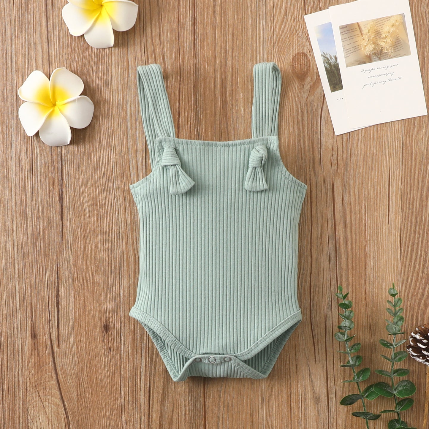 Adorable Baby Cotton Pit Strap Solid Color Romper - Comfortable Infant Wear
