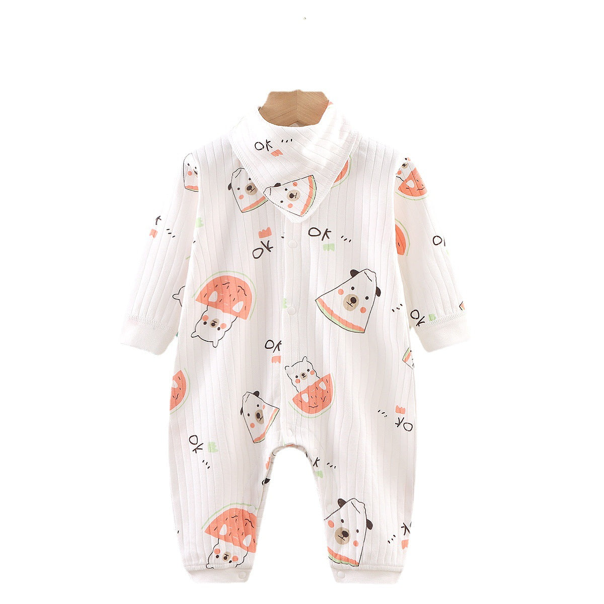 Printed Double-layer Cotton Baby Long-sleeved Romper - Soft & Cozy