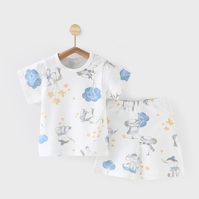 Comfortable Baby Cute Printed Home Wear Pajamas: Pure Cotton Thin Fabric