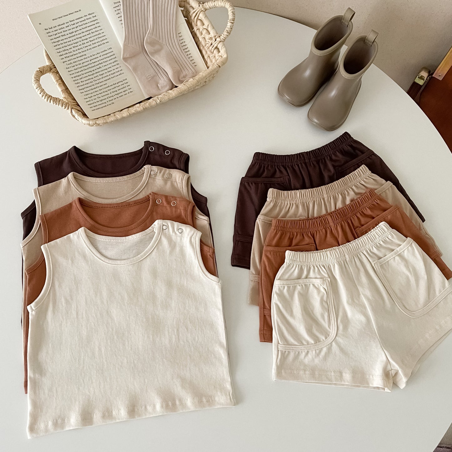 INS Simple Vest Two-Piece Set: Nordic Style Sports Apparel for Infants