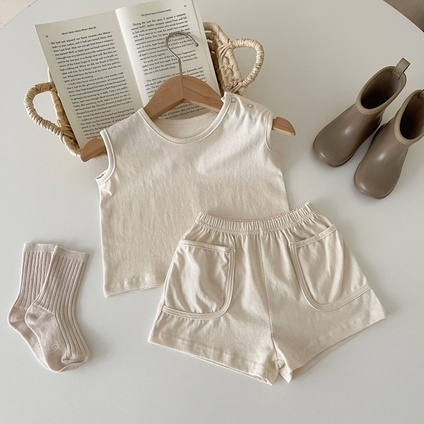 INS Simple Vest Two-Piece Set: Nordic Style Sports Apparel for Infants