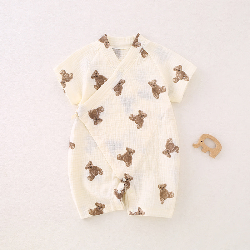 Charming Baby Printed Kimono Style Jumpsuit in Pure Cotton