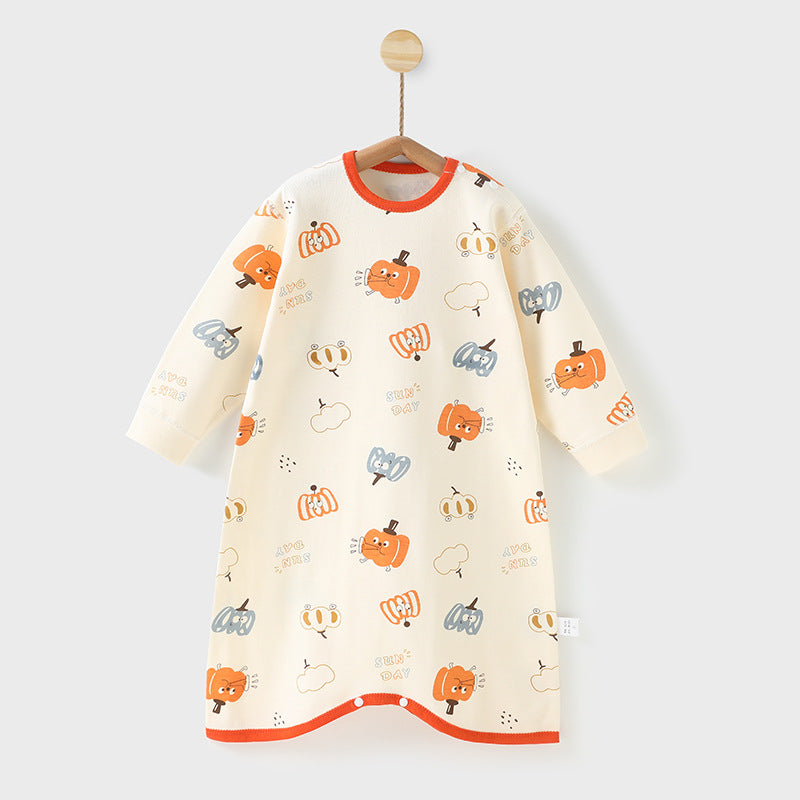 Cozy and Cute: Children's Printed Cotton Long-Sleeved Jumpsuit for Stylish Autumn Home Wear!