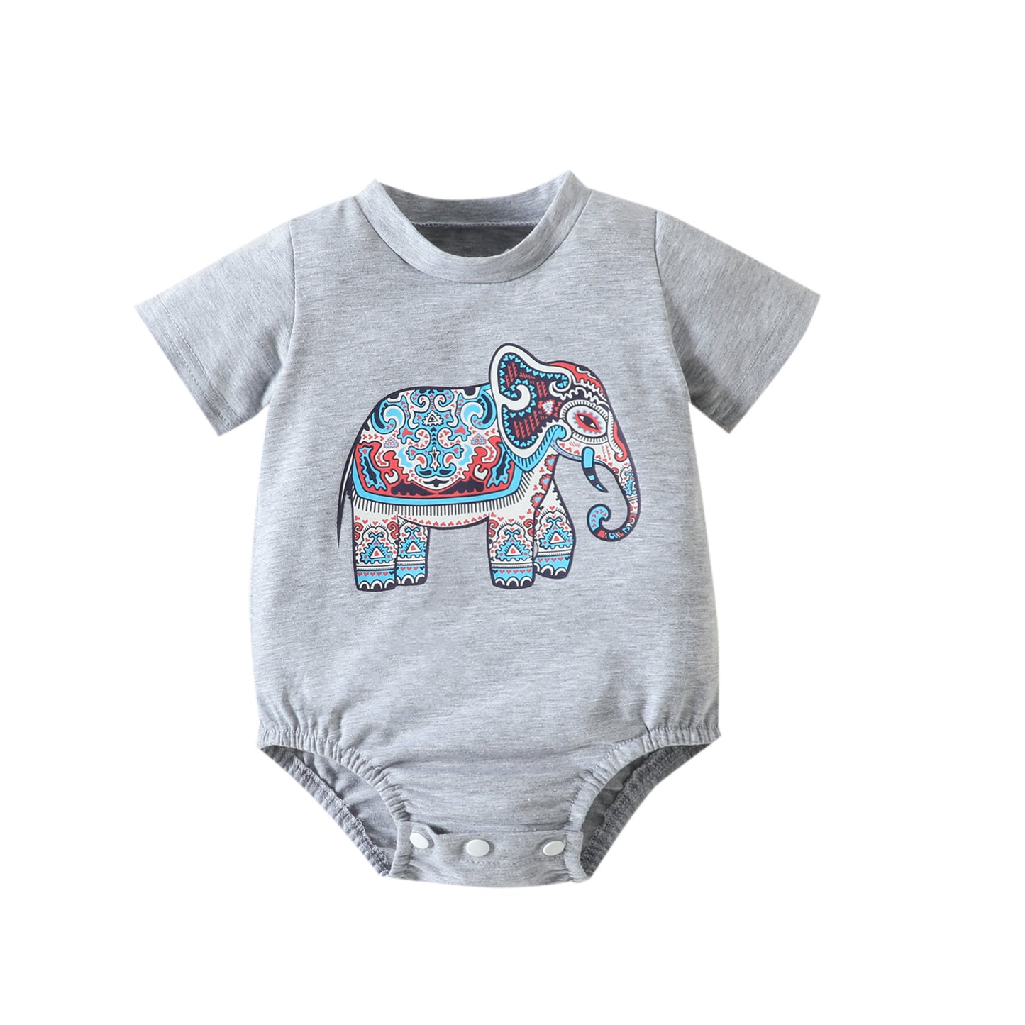 Baby Elephant Print Cute Triangle Jumpsuit - Infant Clothing