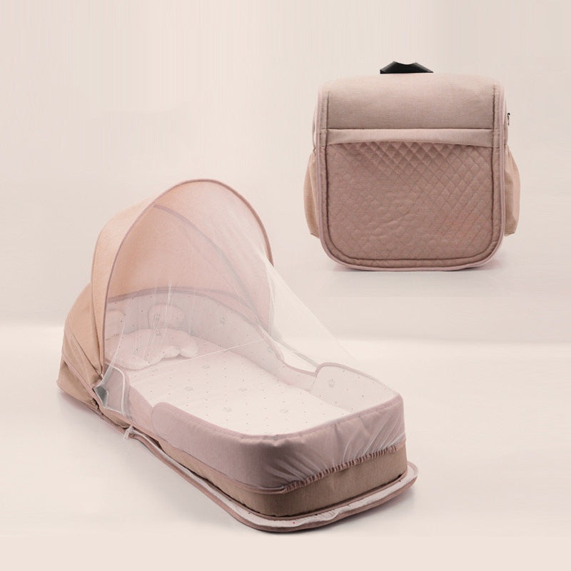 Newborn Baby Foldable Portable Mobile Crib Backpack - Travel-Friendly Baby Bed