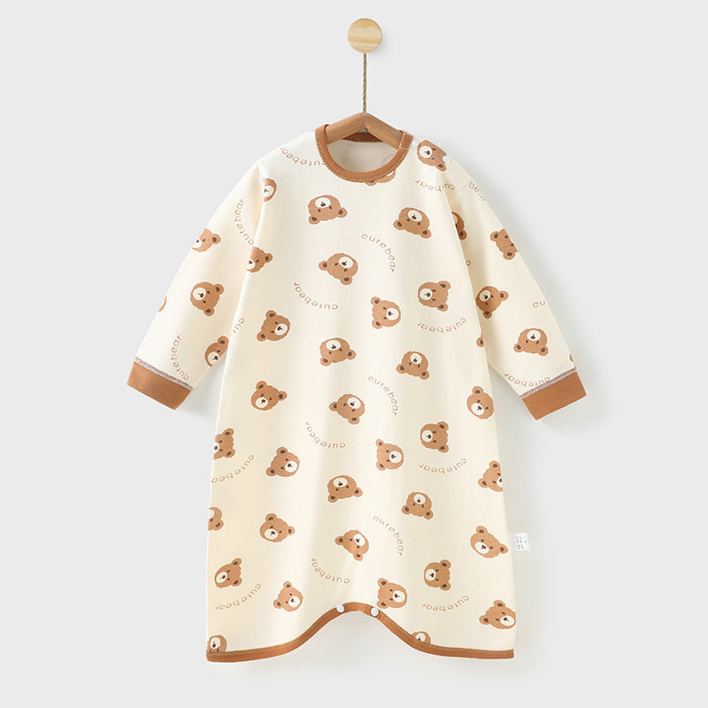 Cozy and Cute: Children's Printed Cotton Long-Sleeved Jumpsuit for Stylish Autumn Home Wear!