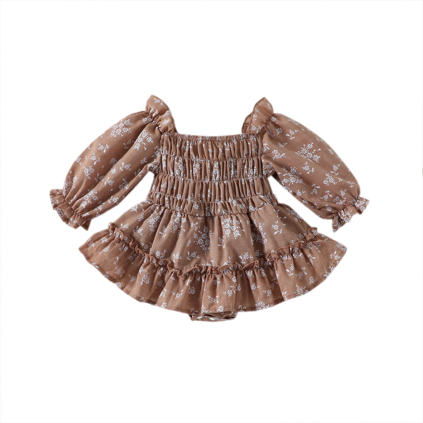 Girls' Floral Smocked Off-Shoulder Romper Dress