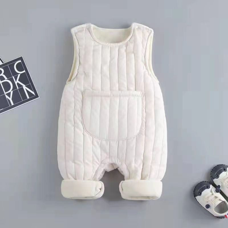 Cozy Fleece-lined Quilted Newborn Overalls | Autumn & Winter Baby Outerwear