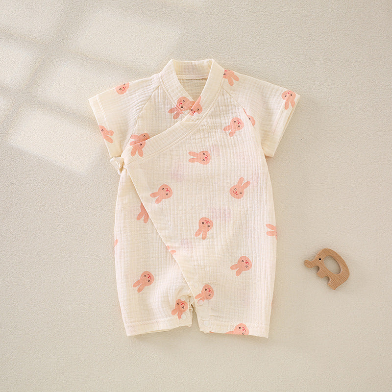 Charming Baby Printed Kimono Style Jumpsuit in Pure Cotton