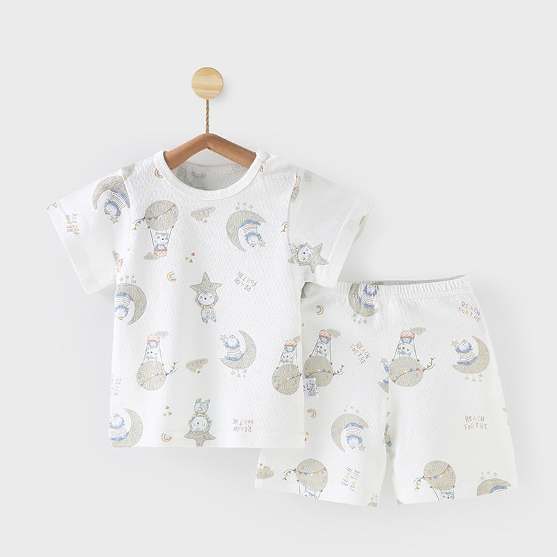 Comfortable Baby Cute Printed Home Wear Pajamas: Pure Cotton Thin Fabric
