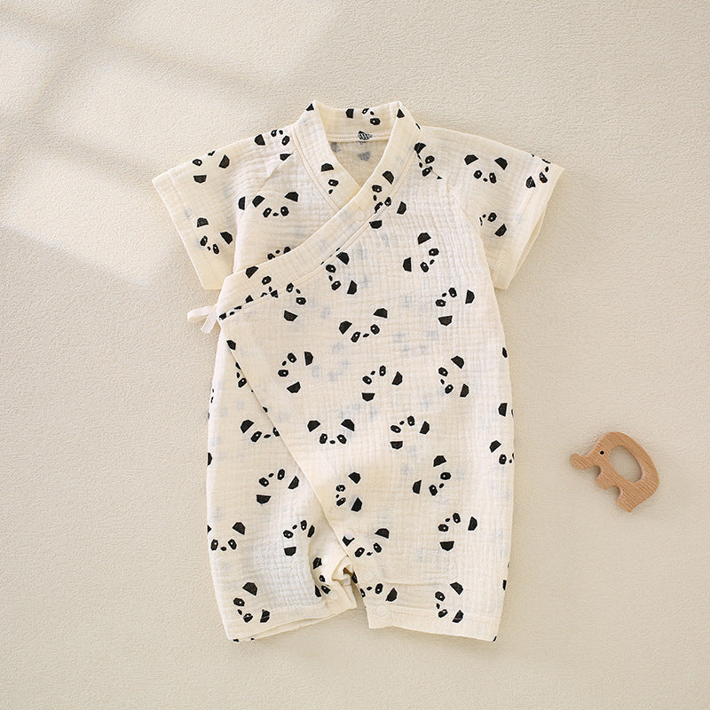 Charming Baby Printed Kimono Style Jumpsuit in Pure Cotton