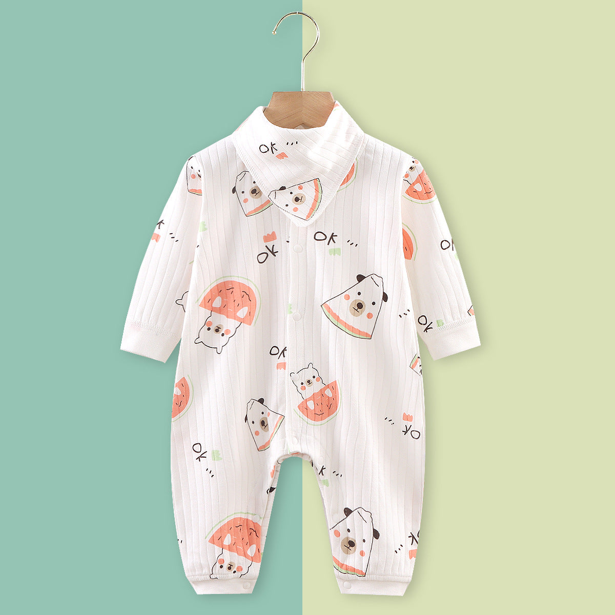 Printed Double-layer Cotton Baby Long-sleeved Romper - Soft & Cozy