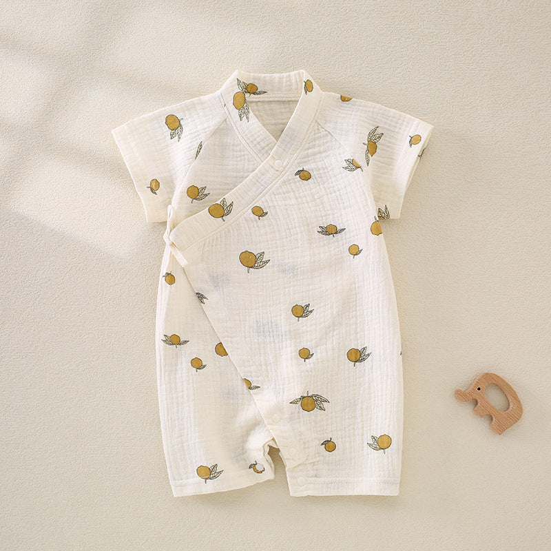 Charming Baby Printed Kimono Style Jumpsuit in Pure Cotton
