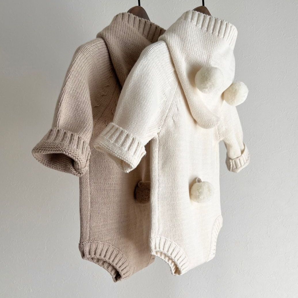 Ins Style Bear Shape Children's Knitted Sweater Baby Romper
