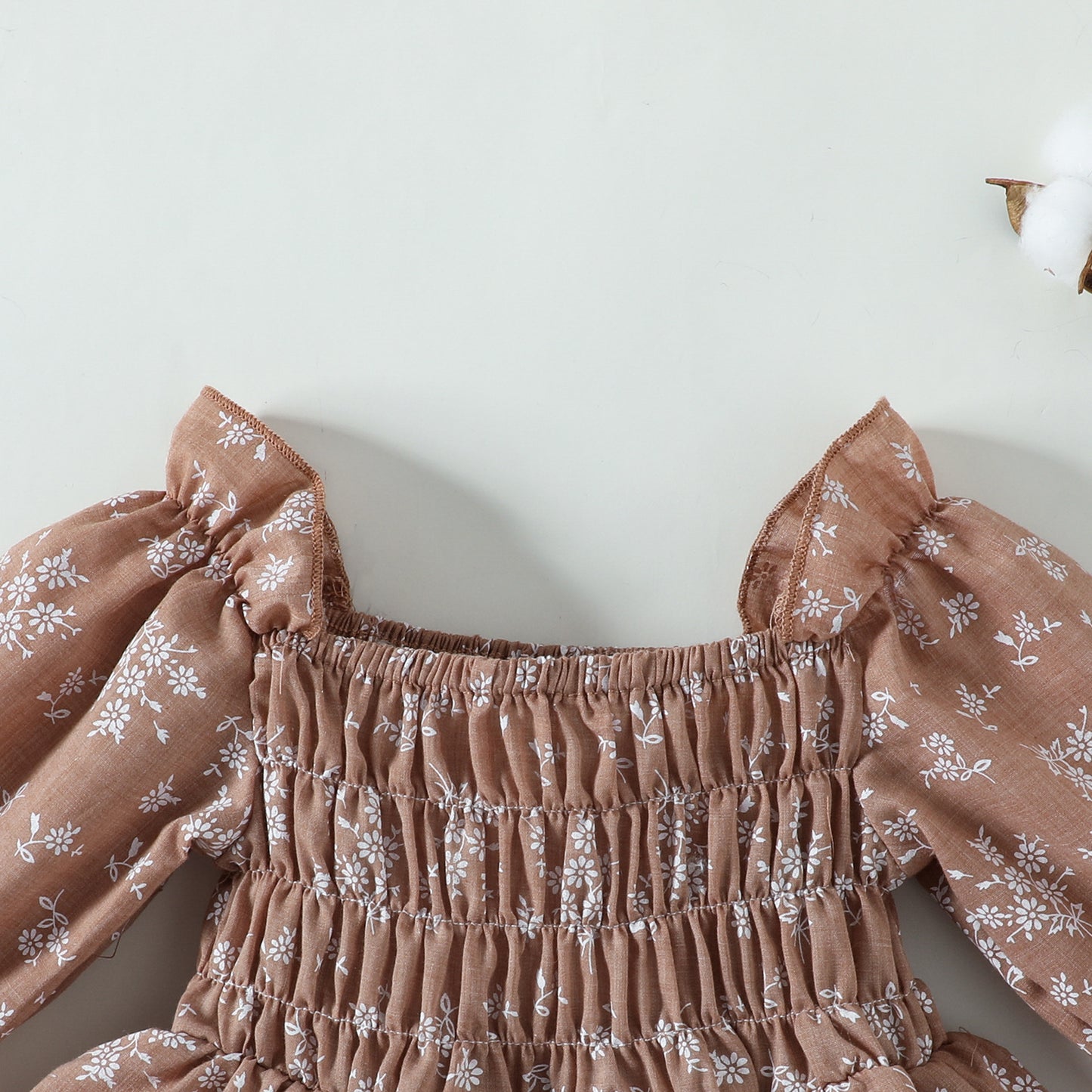 Girls' Floral Smocked Off-Shoulder Romper Dress