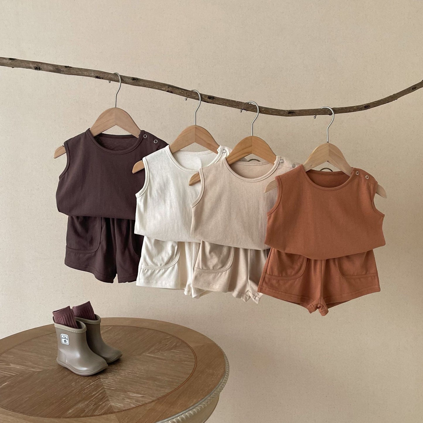INS Simple Vest Two-Piece Set: Nordic Style Sports Apparel for Infants