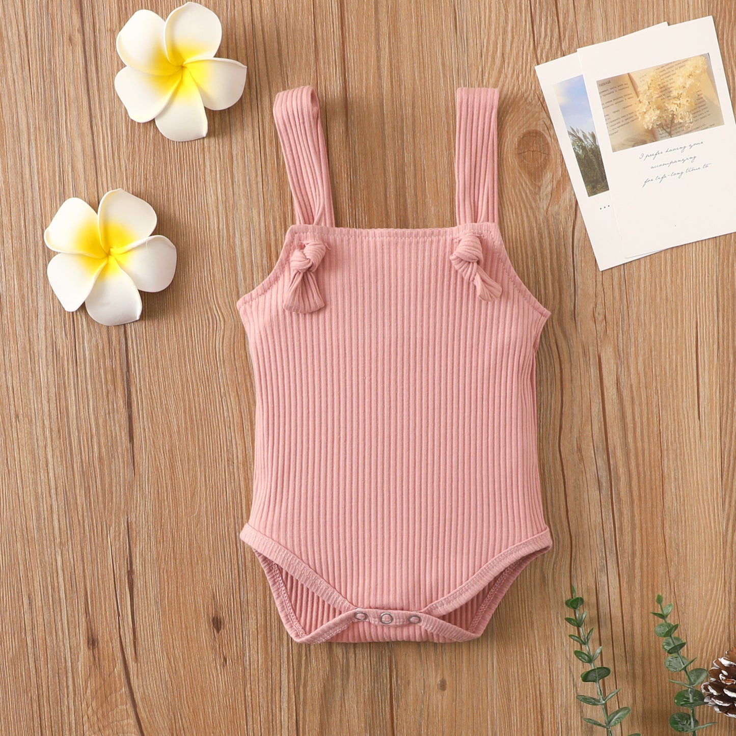 Adorable Baby Cotton Pit Strap Solid Color Romper - Comfortable Infant Wear