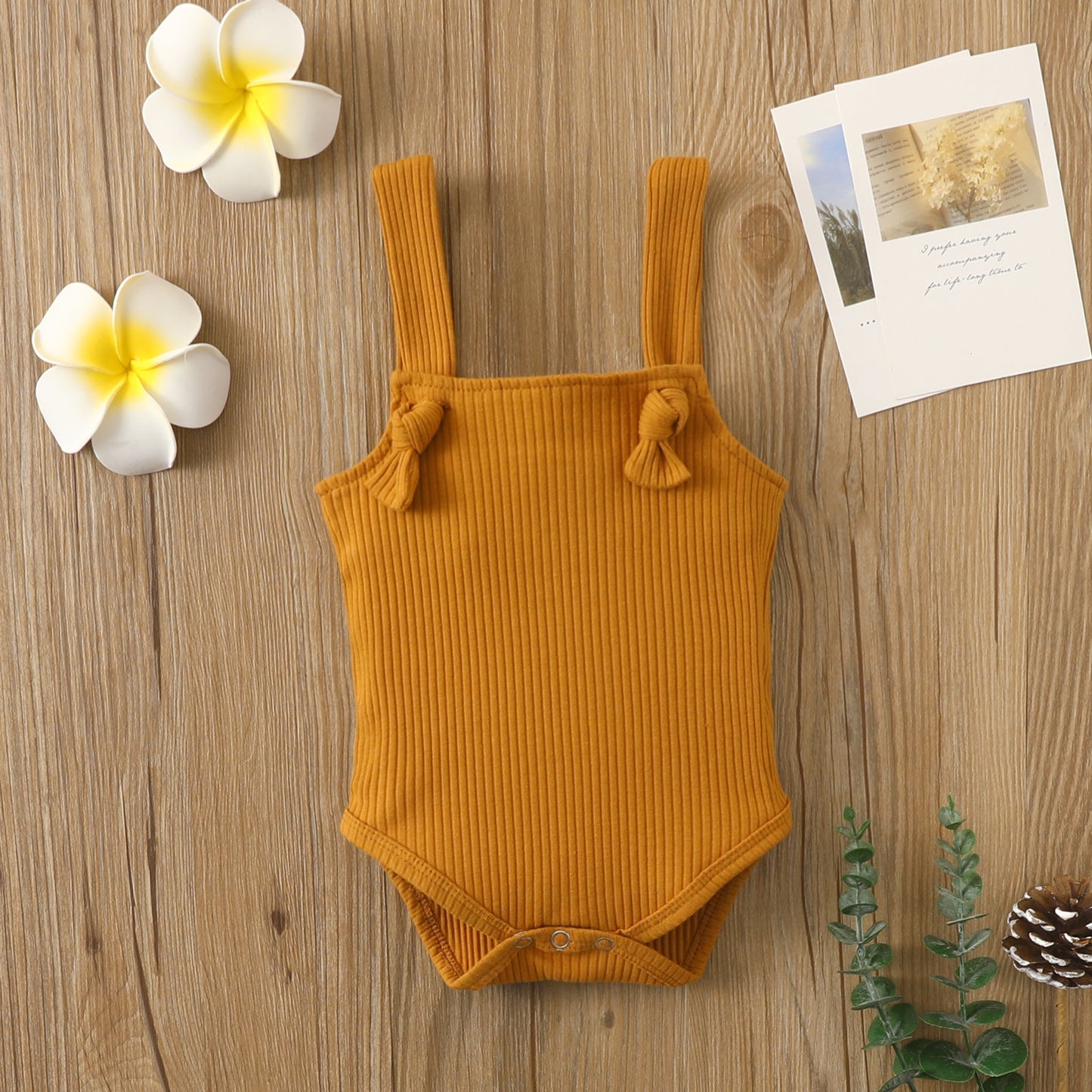 Adorable Baby Cotton Pit Strap Solid Color Romper - Comfortable Infant Wear