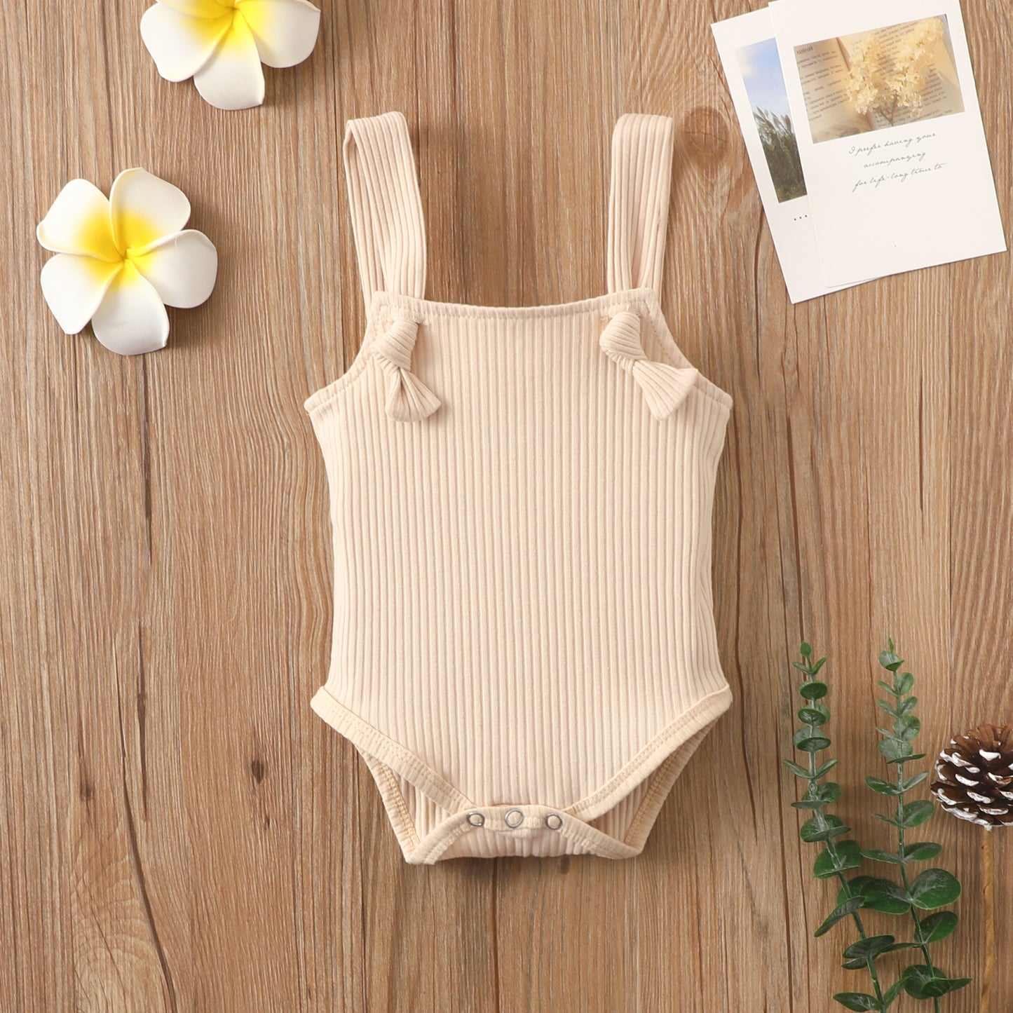 Adorable Baby Cotton Pit Strap Solid Color Romper - Comfortable Infant Wear