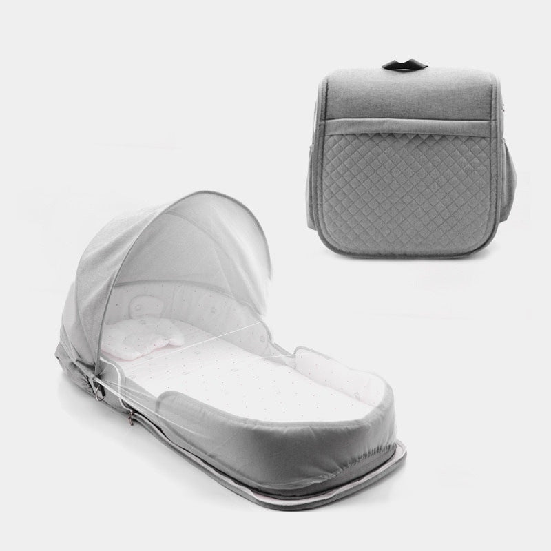 Newborn Baby Foldable Portable Mobile Crib Backpack - Travel-Friendly Baby Bed