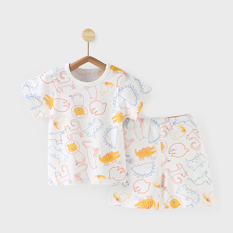 Comfortable Baby Cute Printed Home Wear Pajamas: Pure Cotton Thin Fabric