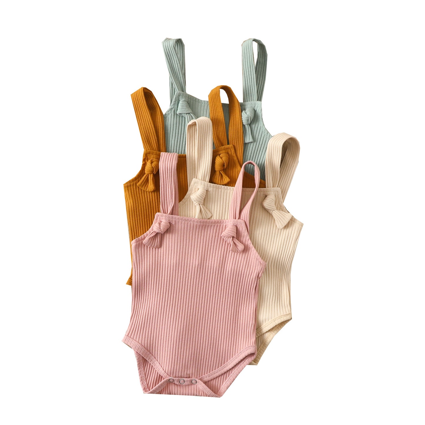 Adorable Baby Cotton Pit Strap Solid Color Romper - Comfortable Infant Wear