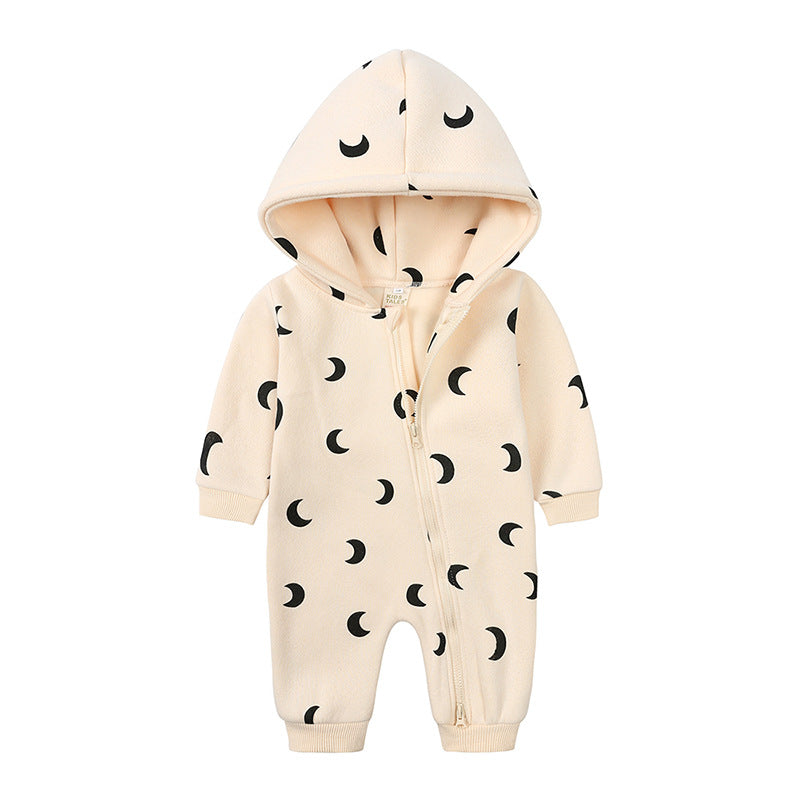 Fashion Hooded Baby Long Sleeve Fleece Jumpsuit | Cozy Infant Wear