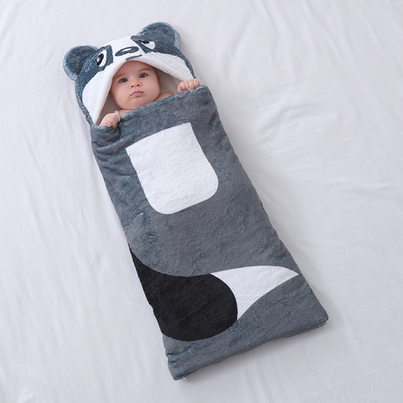 Autumn & Winter Coral Fleece Cartoon Swaddling Newborn Quilted Baby Blanket