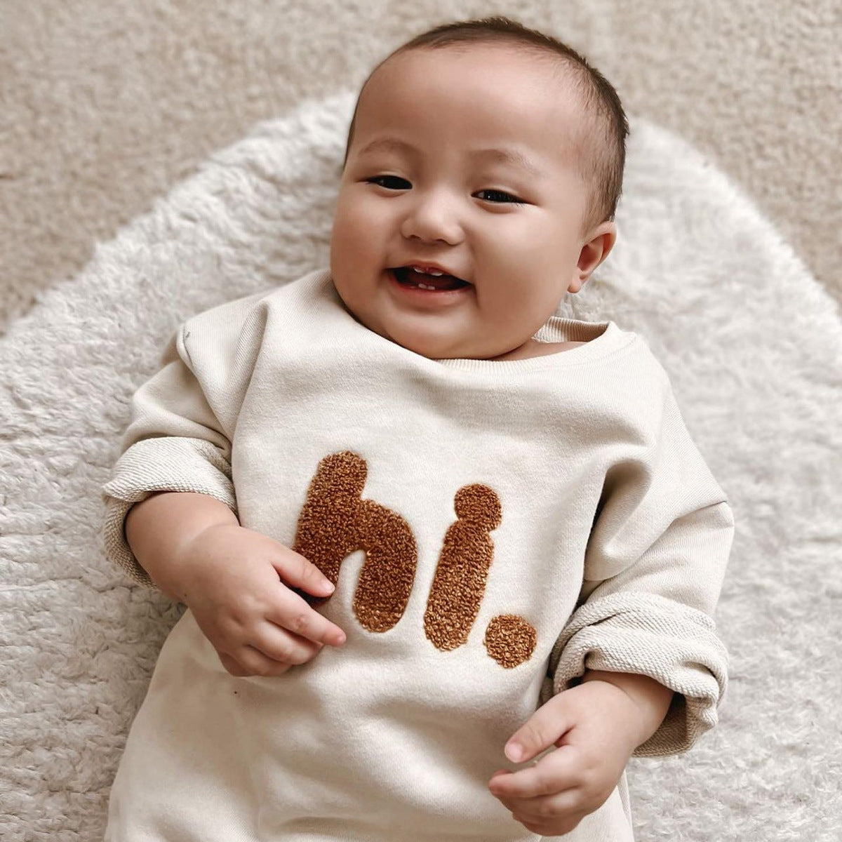 Newborn Casual Long Sleeve Letter Embroidery Romper - Comfortable Infant Wear