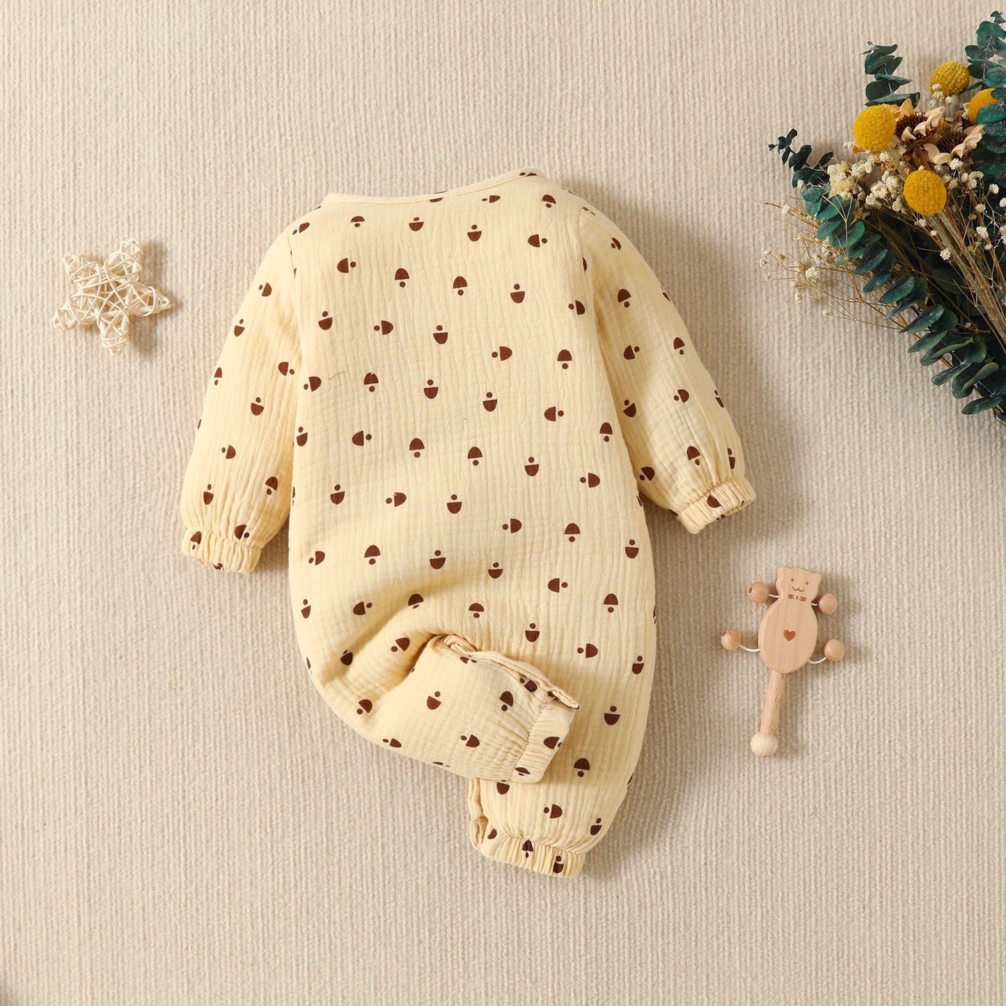 Adorable Printed Baby Cotton Long Sleeve Jumpsuit – Stylish and Comfortable