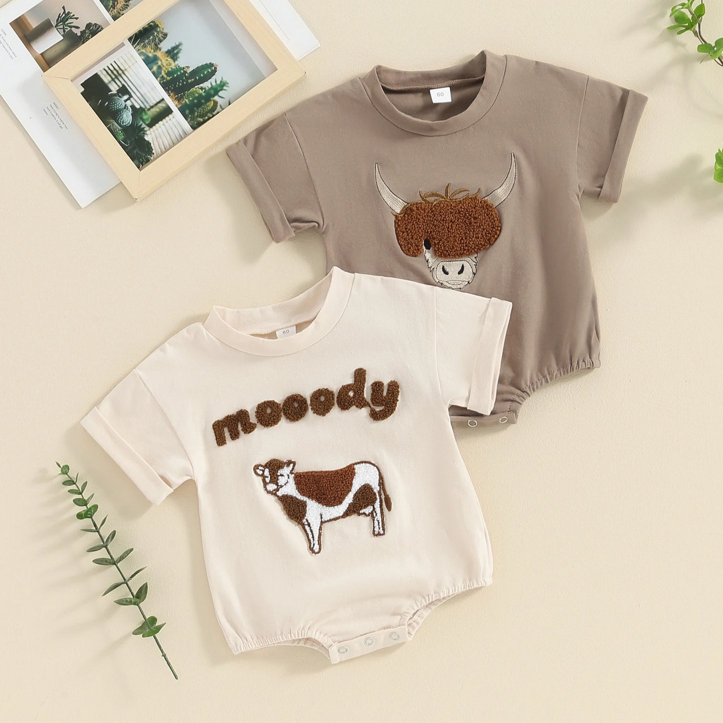 Adorable Children's Cow Element Embroidered Romper | Cute Infant Outfit