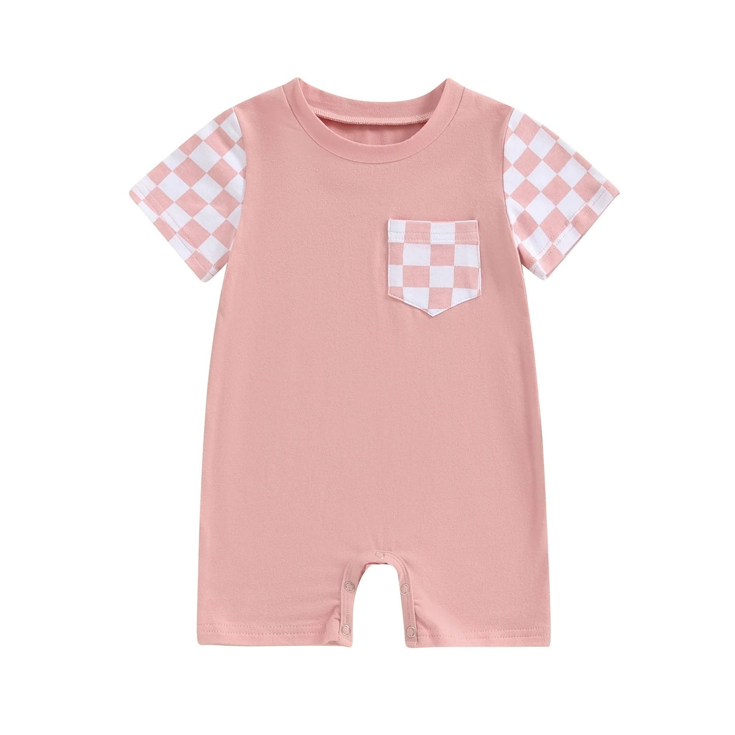 Plaid Printed Short Sleeve Rompers for Boys and Girls: Stylish Comfort