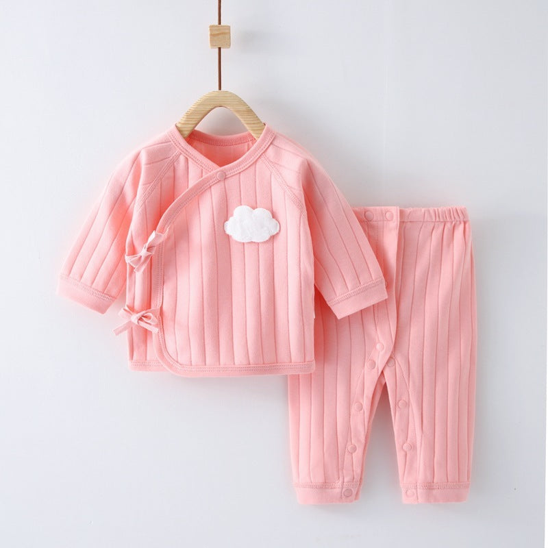 Newborn Baby Pure Cotton 2-Piece Clothes Set for Spring, Autumn, and Winter